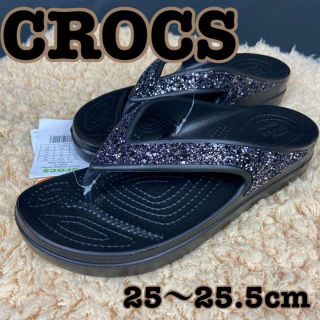 クロックス(crocs)のクロックス 厚底　ビーチサンダル　スワロフスキー　スパンコール　25(サンダル)