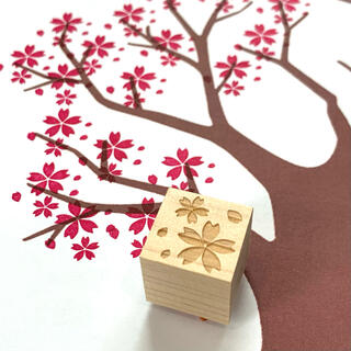 【送料無料】桜の花びらゴム印ハンコ スタンプ 印鑑 印面 はんこ 満開 重ね押し(はんこ)