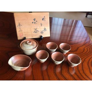 高橋楽斎 増/信楽焼玉露・煎茶 茶器揃／共箱　新品未使用(陶芸)