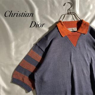 クリスチャンディオール(Christian Dior)の古着　希少　半袖　ハーフボタン　クリスチャンディオール　ビンテージ　ニット(ポロシャツ)