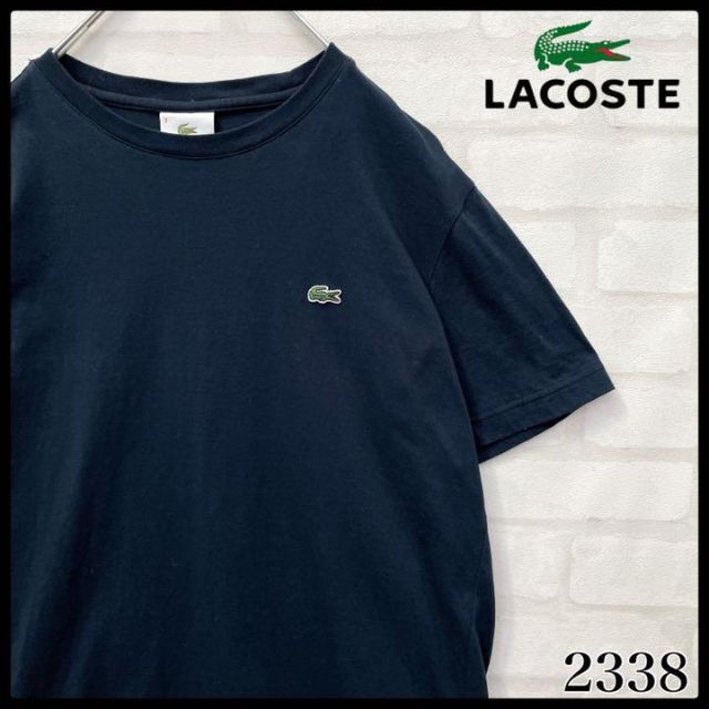 【大人気モデル】ラコステ LACOSTE ワンポイント 刺繍ロゴ Tシャツ 紺
