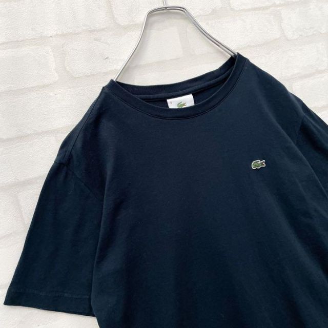 【大人気モデル】ラコステ LACOSTE ワンポイント 刺繍ロゴ Tシャツ 紺