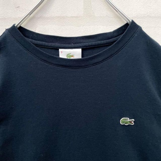 【大人気モデル】ラコステ LACOSTE ワンポイント 刺繍ロゴ Tシャツ 紺