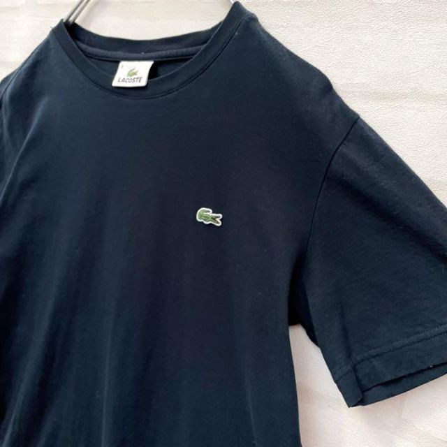 【大人気モデル】ラコステ LACOSTE ワンポイント 刺繍ロゴ Tシャツ 紺