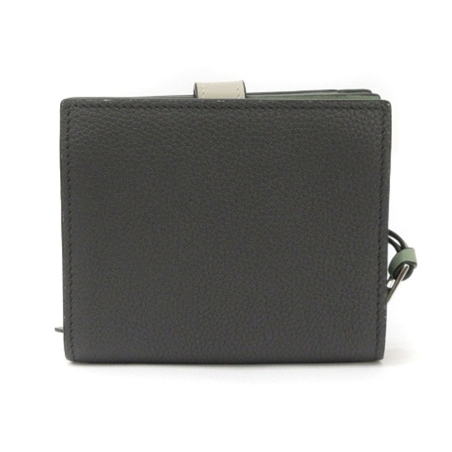 LOEWE(ロエベ)のロエベ コンパクトジップウォレット 二つ折り財布 アナグラム レザー 灰 緑 レディースのファッション小物(財布)の商品写真