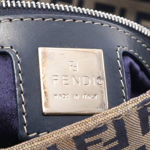FENDI(フェンディ)のズッキーノ ワンショルダーバッグ キャンバス レザー ベージュ ネイビー レディースのバッグ(ショルダーバッグ)の商品写真