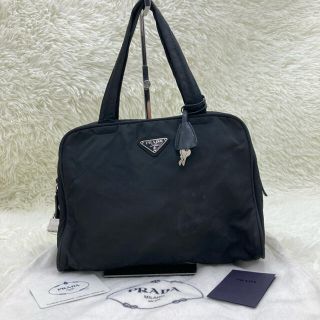 ナイロン×レザー革【良品✨】PRADA プラダ　ハンドバッグ　トートバッグ　南京錠　型押し　黒