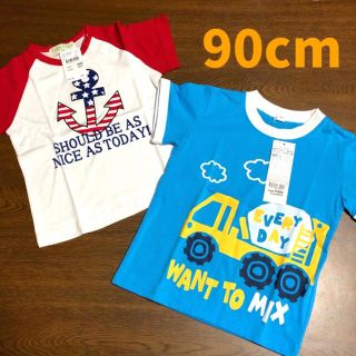 イオン(AEON)の《訳あり》半袖 Tシャツ★ 90cm 男の子 イカリ✕くるま(Tシャツ/カットソー)