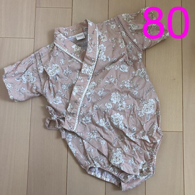 futafuta(フタフタ)のテータテート✳︎甚平 花柄 フラワー ロンパース 80 キッズ/ベビー/マタニティのベビー服(~85cm)(甚平/浴衣)の商品写真