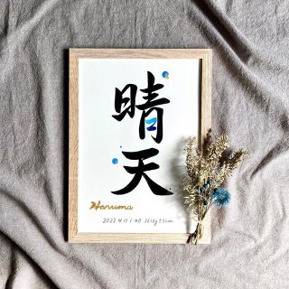 命名書 オーダー 手書き A4額縁付き / 出産祝い お宮参り お七夜 ギフト(命名紙)