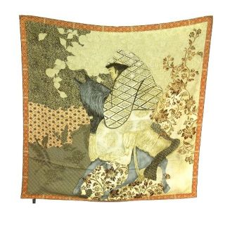 エトロ(ETRO)のエトロ ETRO 大判 スカーフ 総柄 シルク ベージュ(ハンカチ/ポケットチーフ)