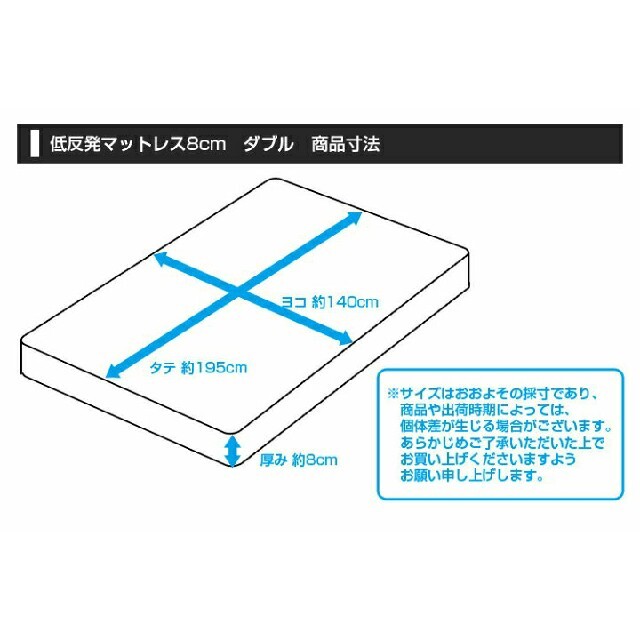 低反発 マットレス 極厚8cm ダブル インテリア/住まい/日用品のベッド/マットレス(マットレス)の商品写真