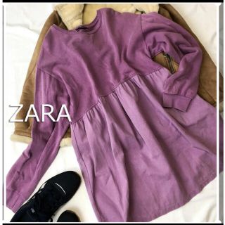 ザラ(ZARA)のザラZARAトレーナーロングワンピースビックサイズパープル長袖レディース(トレーナー/スウェット)