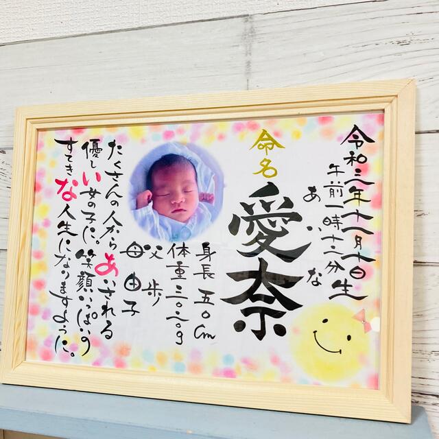 激安な ニコちゃんパステルフレーム写真付き命名書 命名紙 - hesnor.com
