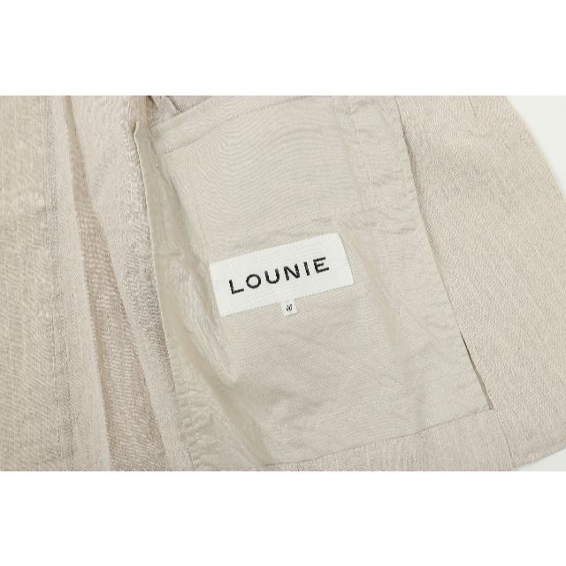 LOUNIE(ルーニィ)の美品★LOUNIEルーニィ★ストライプ麻ジャケット★L★オフホワイト白 レディースのジャケット/アウター(テーラードジャケット)の商品写真