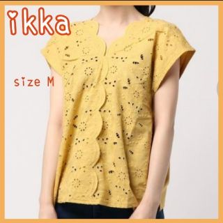 イッカ(ikka)のプルオーバー カットソー Tシャツ ikka イッカ 刺繍 イエロー 黄色(カットソー(半袖/袖なし))