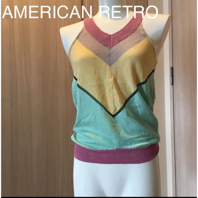 AMERICAN RETRO(アメリカンレトロ)のAMERICAN RETRO  ランニングニット レディースのトップス(カットソー(半袖/袖なし))の商品写真