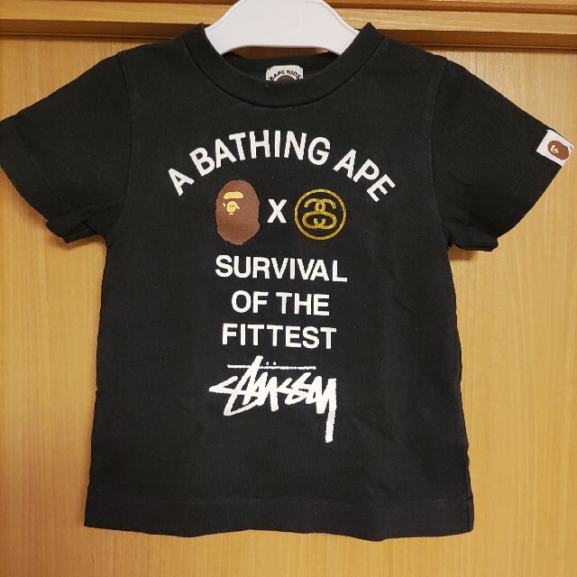 STUSSYエイプTシャツBAPE KIDS90cm黒A BATHING APEキッズ服男の子用(90cm~)