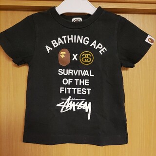 アベイシングエイプ(A BATHING APE)のSTUSSYエイプTシャツBAPE KIDS90cm黒A BATHING APE(Tシャツ/カットソー)