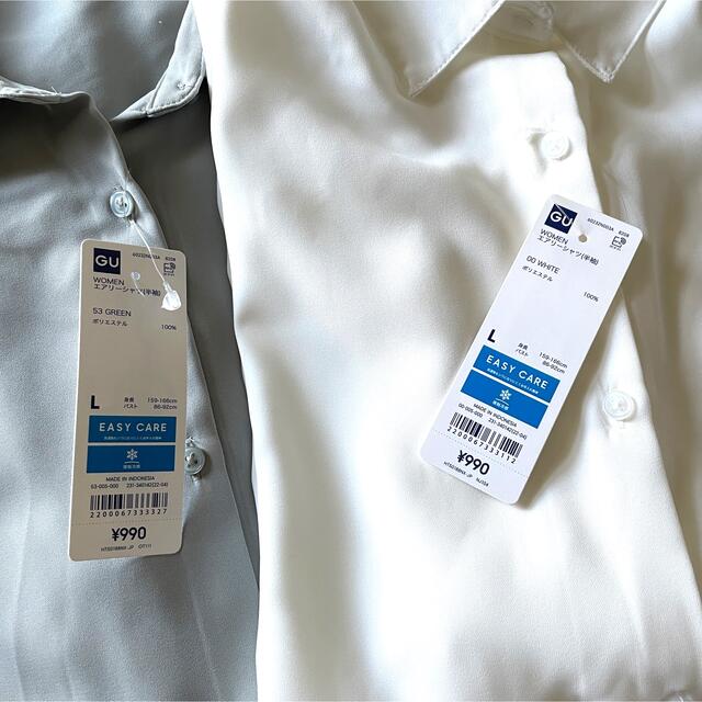 GU(ジーユー)の新品タグ付 GU エアリーシャツ 半袖 レディースのトップス(シャツ/ブラウス(半袖/袖なし))の商品写真
