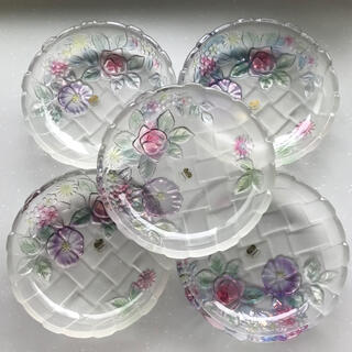 曽我ガラス　SOGA  RICCARDO  16㎝皿5枚セット昭和レトロ(食器)