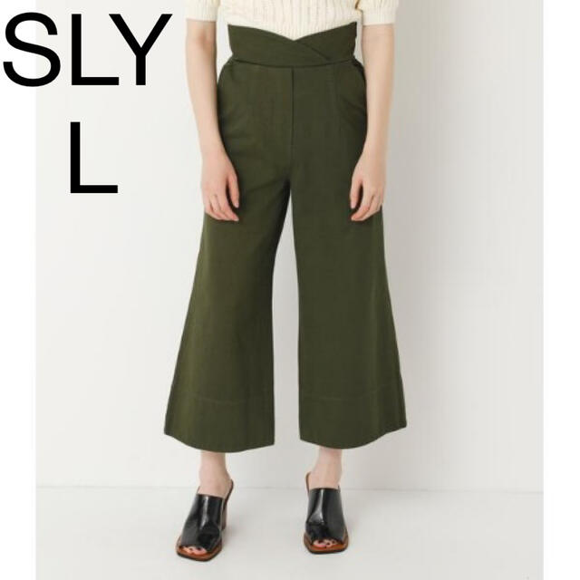 SLY(スライ)の美品　SLY WAIST COVER WIDE PT カーキ　Lサイズ レディースのパンツ(カジュアルパンツ)の商品写真