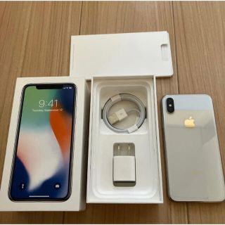 アイフォーン(iPhone)のiPhone X シルバー　64GB SIMロック解除あり　95%(スマートフォン本体)