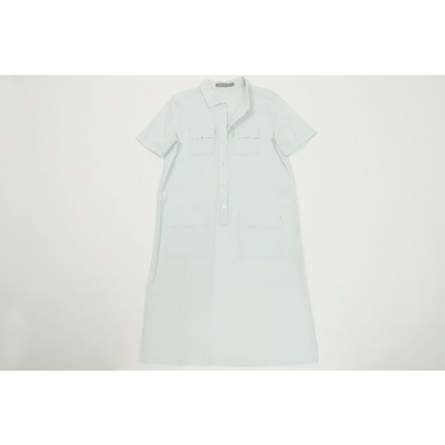 Theory luxe - theory luxeセオリーリュクス★前ボタン半袖麻ワンピース★38★薄水色