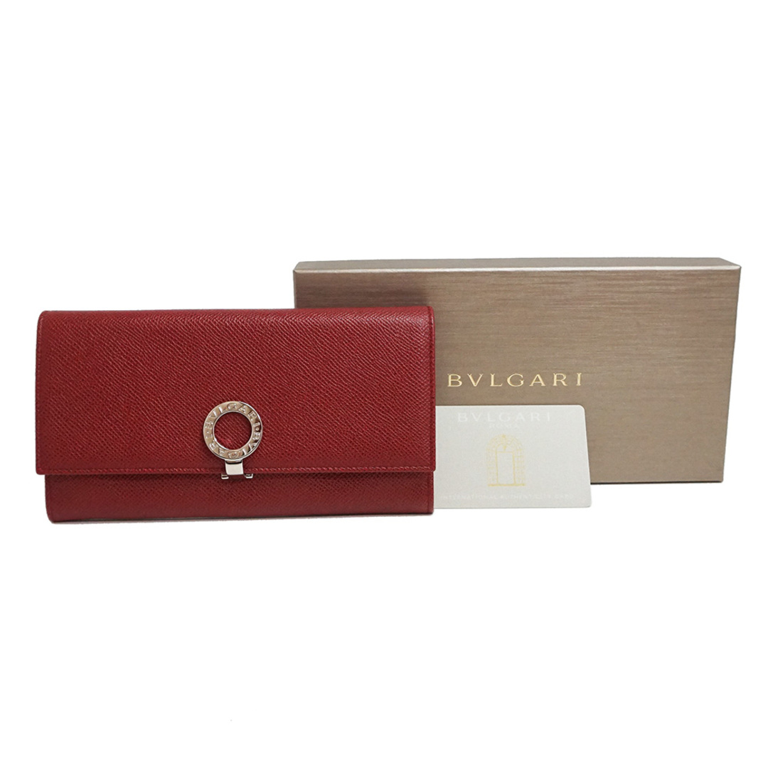 美品】BVLGARI ブルガリ 長財布 ロゴクリップ グレインカーフ レザー-