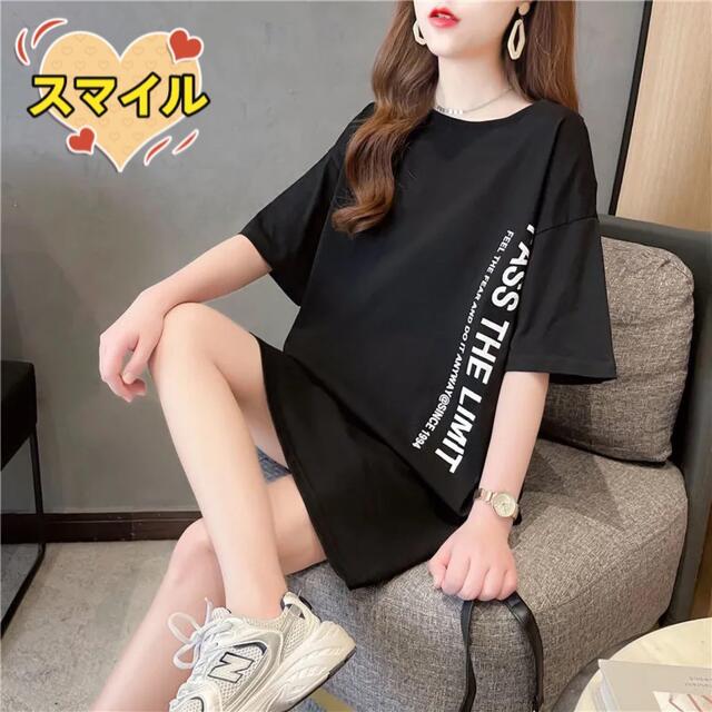 レディース服　半袖　ロゴTシャツ　おしゃれ　背中開き　夏服ブラック2XL メンズのトップス(Tシャツ/カットソー(半袖/袖なし))の商品写真