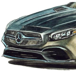 版画GC-1504 AMG SL65/C200限定版画サイン額装作家平右ヱ門