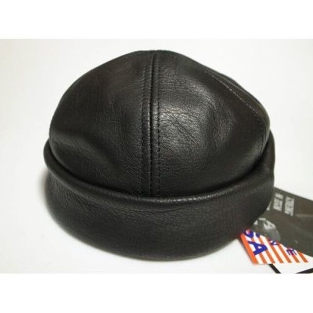 NEW YORK HAT(ニューヨークハット)の新品ニューヨークハットUSA製Lamba Thugレザー本革製ショートワッチ黒L メンズの帽子(その他)の商品写真