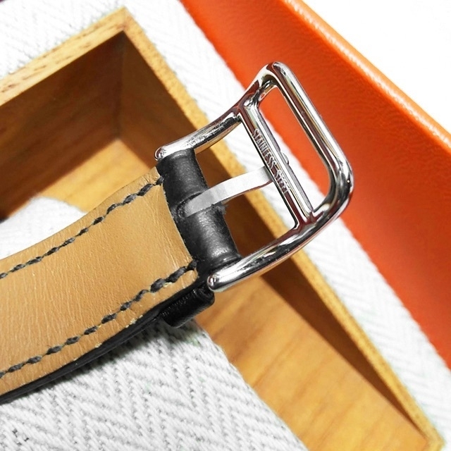 美品 HERMES✨エルメス Hウォッチ HH1.210 ブラック レザーベルト
