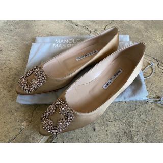 マノロブラニク(MANOLO BLAHNIK)のHANGISI FLAT ナチュール様専用(バレエシューズ)