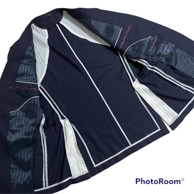 紺ブレ　銀ボタン　テーラードジャケット　LLサイズ メンズのジャケット/アウター(テーラードジャケット)の商品写真