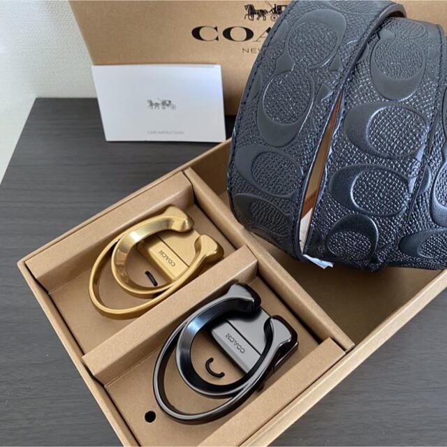 COACH(コーチ)のコーチ　メンズベルト　新品　最新リバーシブルシグネチャー箱付きバックル回転可能 メンズのファッション小物(ベルト)の商品写真