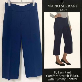 コストコ(コストコ)の新品 M ★ コストコ MARIO SERRANI ストレッチ ワイドパンツ 紺(クロップドパンツ)