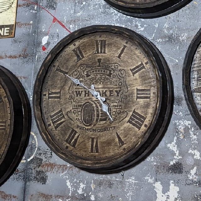 ウイスキー樽 壁掛け時計/バレル型 ウォールクロック ②ホグスヘッドバレルのサムネイル