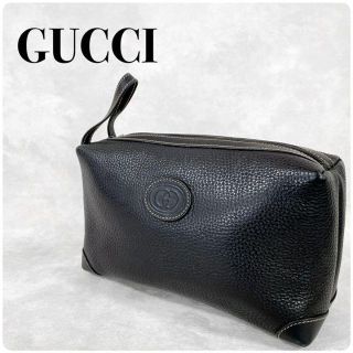 グッチ(Gucci)のGUCCI グッチ オールドグッチ 裏地総柄 レザー クラッチ ポーチ 黒(セカンドバッグ/クラッチバッグ)