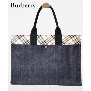 バーバリーブルーレーベル(BURBERRY BLUE LABEL)のBurberry バーバリーブルーレーベル　ノバチェック　デニムトート　大容量(トートバッグ)