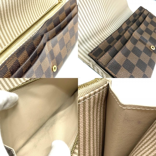 LOUIS VUITTON(ルイヴィトン)のルイヴィトン LOUIS VUITTON ポルトフォイユ サラ N63179 ダミエ 2つ折り財布 長財布 ダミエキャンバス エベヌ ブラウン レディースのファッション小物(財布)の商品写真