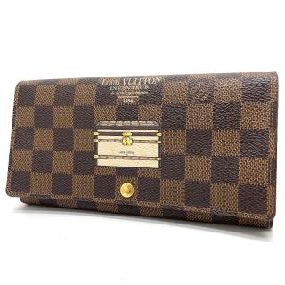 ルイヴィトン(LOUIS VUITTON)のルイヴィトン LOUIS VUITTON ポルトフォイユ サラ N63179 ダミエ 2つ折り財布 長財布 ダミエキャンバス エベヌ ブラウン(財布)