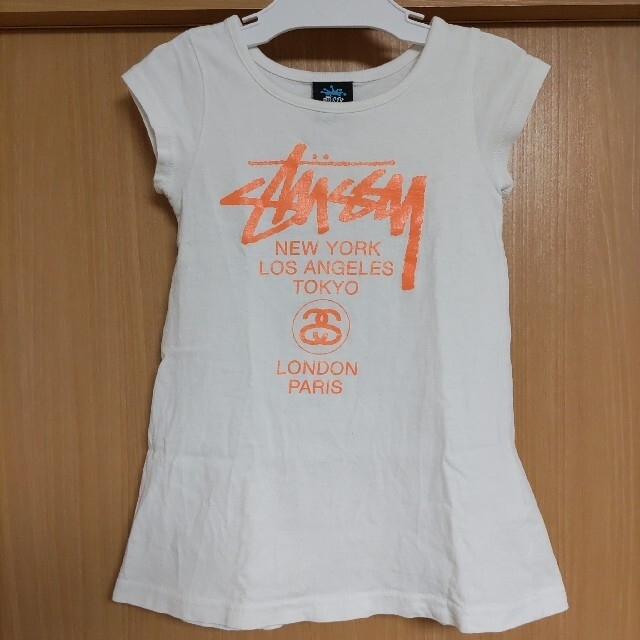 STUSSY - ワールドツアーSTUSSYワンピースTシャツ白オレンジ太陽 STUSSY - ワールドツアーSTUSSYワンピースTシャツ白オレンジ太陽