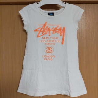 ステューシー(STUSSY)のワールドツアーSTUSSYワンピースTシャツ白オレンジ太陽SUN/90cmキッズ(ワンピース)