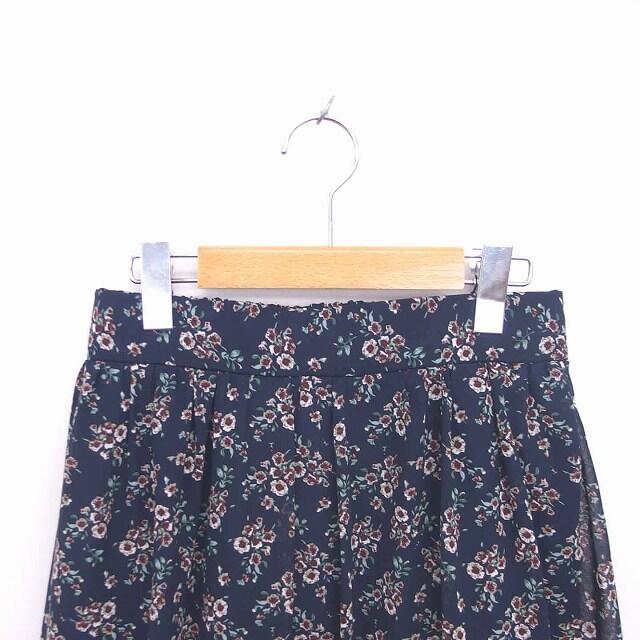 RayCassin(レイカズン)のレイカズン フレア スカート ロング 花柄 ウエストゴム 薄手 F ネイビー レディースのスカート(ロングスカート)の商品写真