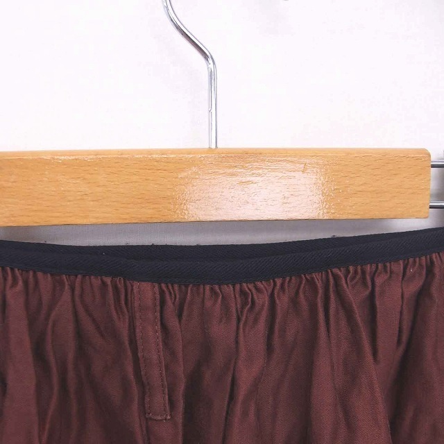 DRESSTERIOR(ドレステリア)のドレステリア ギャザー スカート ミモレ丈 ロング ウエストゴム リネン混 赤茶 レディースのスカート(ロングスカート)の商品写真