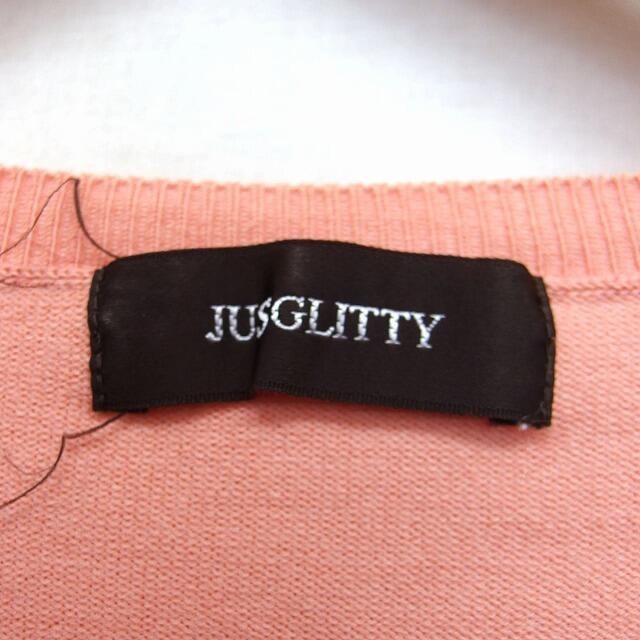 JUSGLITTY(ジャスグリッティー)のジャスグリッティー JUSGLITTY ニット カーディガン 丸首 長袖 綿混 レディースのトップス(カーディガン)の商品写真