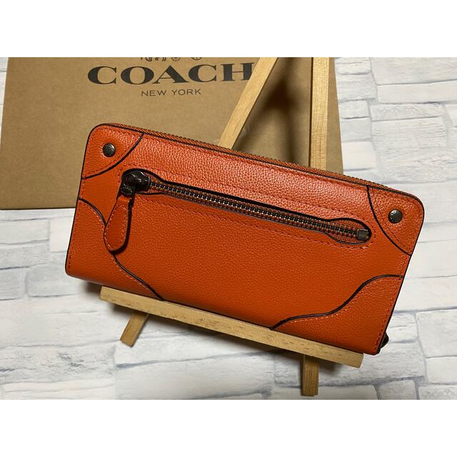 COACH(コーチ)の【COACH】コーチラウンドファスナー長財布 レザー オレンジ (F52645) メンズのファッション小物(長財布)の商品写真