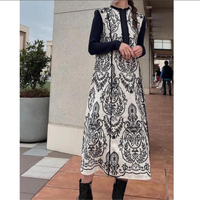 Ameri VINTAGE - ameri DAMASK EMBROIDERY LINEN DRESSの通販 by ns