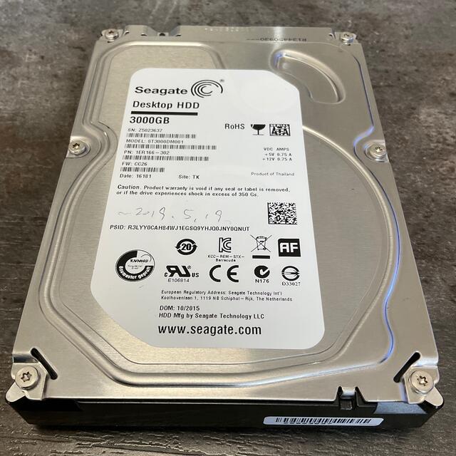 中古内蔵用SEAGATE ST3000DM001 Desktop HDD 3TB スマホ/家電/カメラのPC/タブレット(PCパーツ)の商品写真